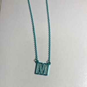 Chic Turquoise 'M' Pendant Necklace